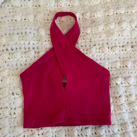 Pink Zara crossover halter top - Picture 2 of 4
